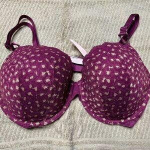 Victoria's Secret burgundy/gold lined Demi Bra